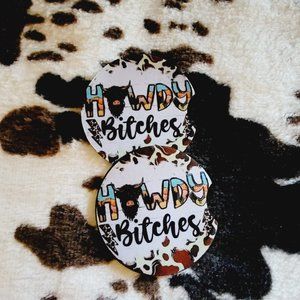 Howdy Highland Cow Neoprene Car Coaster Set (5 Pack)